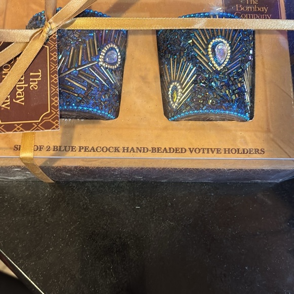 The Bombay Company Blue Peacock Votive Holders - Picture 4 of 4